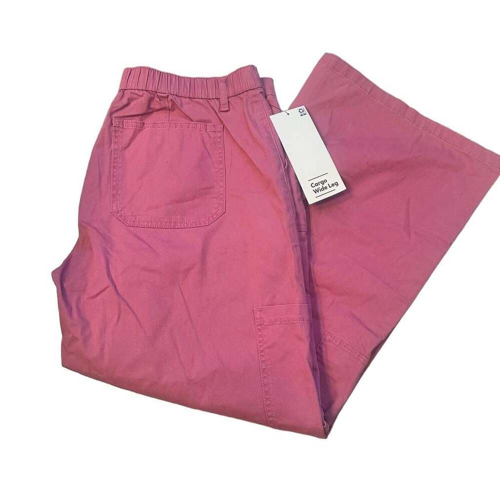 No Boundaries Cargo Wide Leg High Rise Pants Rose Glitz Size XL 16-18 NWT - Picture 4 of 5